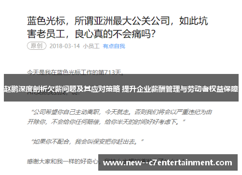 赵鹏深度剖析欠薪问题及其应对策略 提升企业薪酬管理与劳动者权益保障 赵鹏深度剖析欠薪问题及其应对策略 提升企业薪酬管理与劳动者权益保障